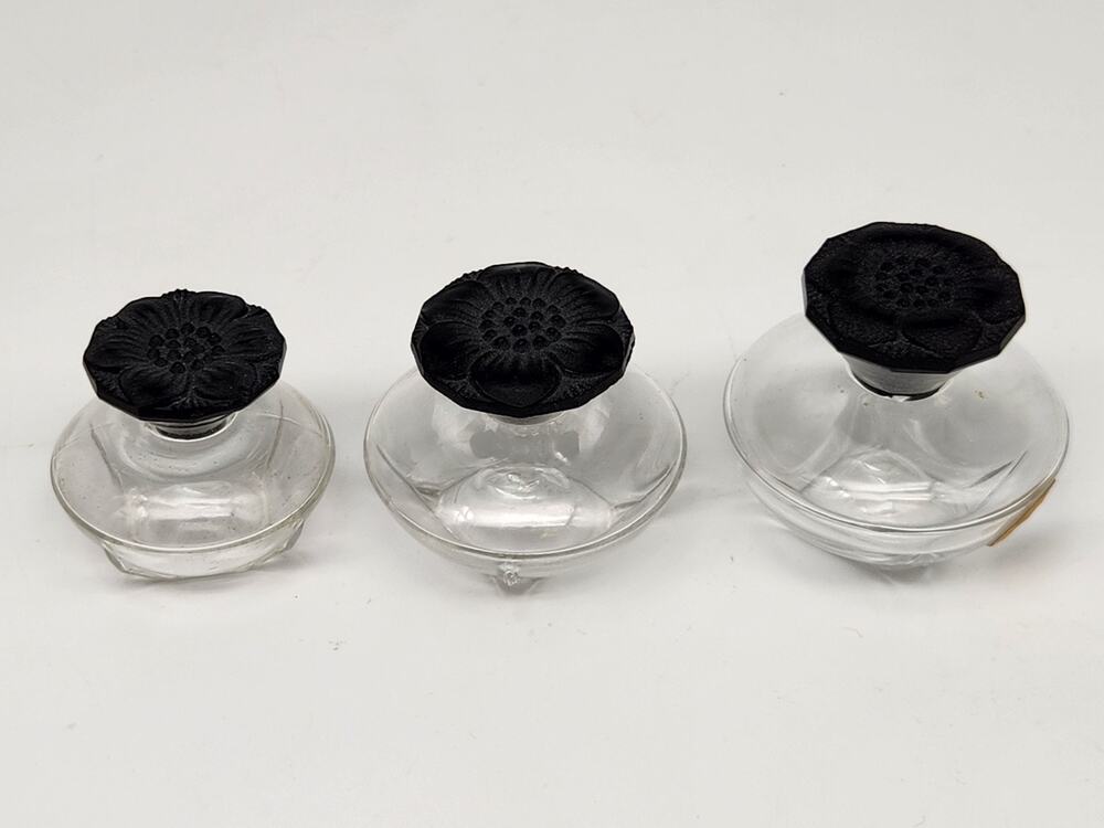 Vintage Caron Le Narcisse Noir Baccarat Crystal Bottle Made In France 3-Piece